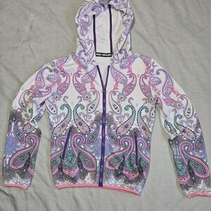 Denis Simachev Women's Paisley Full Zip Hoodie White Purple Pink Teal Black